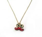 Colar Bigode strass vermelho