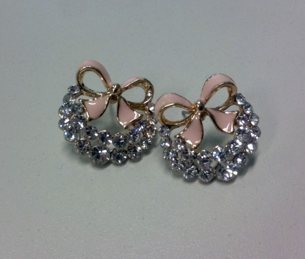 Brinco de strass com laços